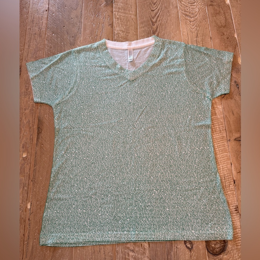 Lithograph literary Relaxed V-Neck Women’s Tshirt in Mint Green L